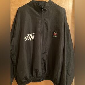 Vintage Surf Style Black Key West Lightweight Windbreaker Quarter Zip Jacket